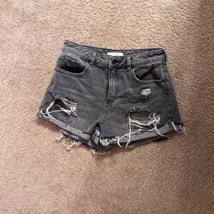 Pacsun Grey Distressed Mom Short Jean Shorts Size 28